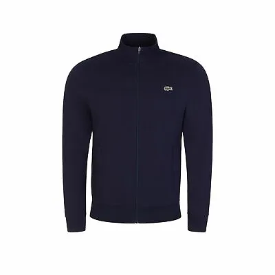 Lacoste Full Zip Track Top Cotton Blend Fleece Cardigan In Navy - SH1559-00/423 • £53.54