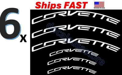 6 X Corvette C7 Caliper Decal WHITE Sticker - Heat Resistant - Free Shipping • $20.49