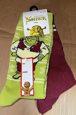 Shrek CHRISTMAS 2 PACK Crew Socks MENS NEW • $7.25