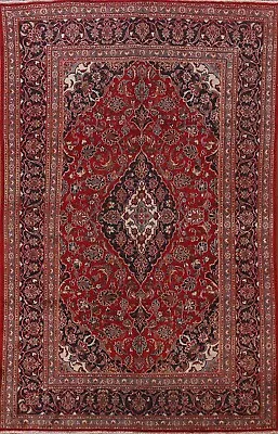 Red/ Navy Blue Floral Ardakan 6x10 Area Rug Handmade Carpet • $867