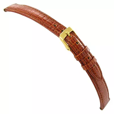 12mm Morellato Lizard Grain Tan Calfskin Leather Padded Stitched Watch Band 1404 • $19.51