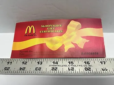 McDonalds Booklet Of 5 Paper Gift Certificate 2003 Coupon • $8.99