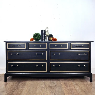 £1195 • Buy Black And Gold Stag Minstrel Captains Chest /lowboy Drawers/ Merchant Chest/ 