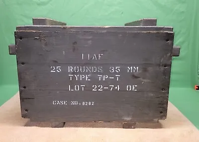 Vintage Wooden Military Ammo Box Crate 25 Rounds 35MM Type TP-T (8424) • $69.99