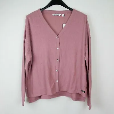 NWT Calvin Klein Women’s  Cardigan V Neck Sweater Long Sleeve Pink Medium • $14.95