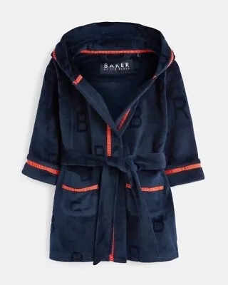 New Baker TED BAKER Navy Blue RED TRIM Baby 0-3 Months BATH ROBE Dressing Gown • £14