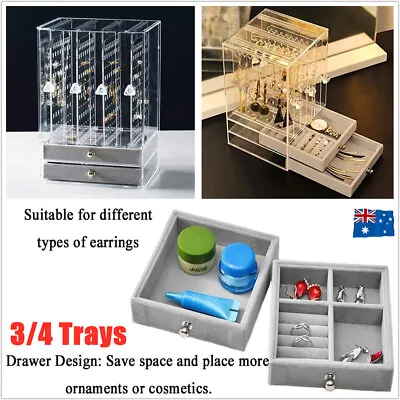 $18.99 • Buy Earring Tray Drawer Acrylic Display Necklace Rack Stand Organizer Holder Storage