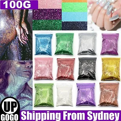 $6.95 • Buy 100g Fine Glitter Dust Powder Holographic Iridescent Metallic Body Nail Art Deco