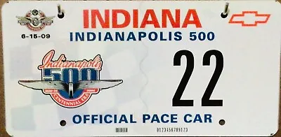 License Plate Indiana - Indianapolis 500 Official Pace Car Low Number 22 • $199.99