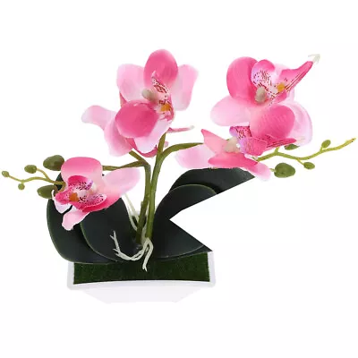 Mini Orchid Table Plant Ornament Artificial Potted Plant For Bathroom Kitchen • £7.99