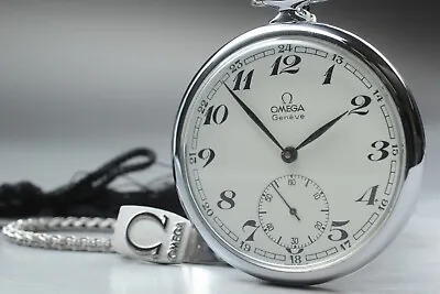 **NEAR MINT** Vintage OMEGA Geneve Pocket Watch Cal.960 Silver Hand Winding 46mm • $429.99