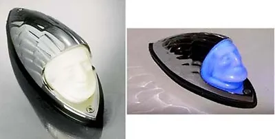 Indian Head LED Motorcycle Fender Light - Blue Face Illumination - Chrome Finish • $88.35