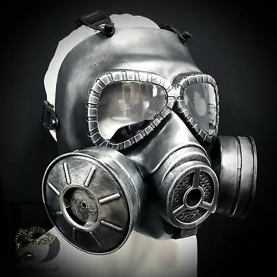 Full Face Steampunk Gas Mask Mouth Masquerade Halloween Silver • $34.95