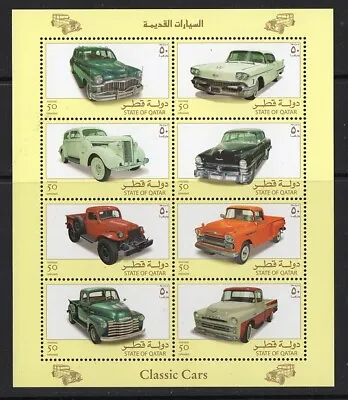 Thematic Stamps QATAR 2005 CLASSIC CARS Sheet Of 8 Mint • $2.61