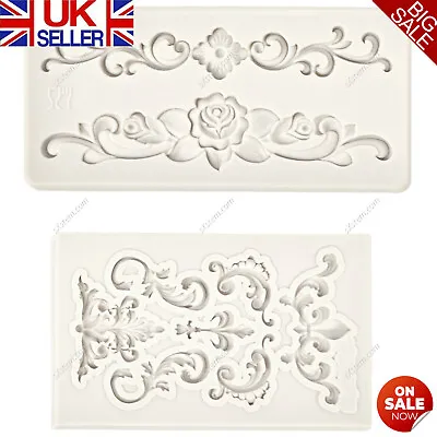 £4.89 • Buy Silicone Relief Baroque Fondant Mould Cake Vintage Border Decor Sugar Paste Mold