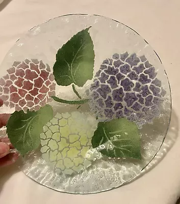 Vintage Sydenstricker Fused Art Glass Plate Floral Hydrangeas 8  • $20.99