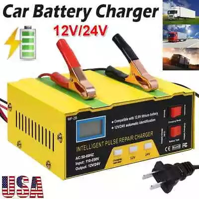 Car Battery Charger Heavy Duty 12V/24V Smart Automatic Intelligent Pulse Repair • $21.99