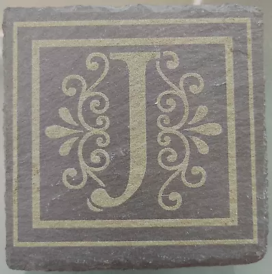 Personalized Slate Stone Any Letter Coasters Engraved Monogrammed Monogram Set 4 • $24