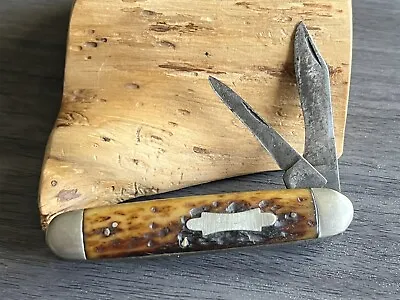 Rare Marshall Wells Hardware Co Brown Bone Jack Folding Pocket Knife • $38
