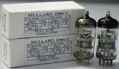 1MP E88CC/6922 MULLARD GOLD PIN Made In Gt. Britain Amplitrex Tested #231006 • $450