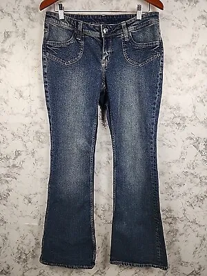 H&M Divided Low Rise Flair Leg Jeans Womens Size 8 Denim Medium Wash Y2K Style • $22.95