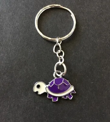 Keychain / Charm Mini PURPLE TURTLE Key Ring Metal Enamel Fob Gum Ball Machine • $9.90