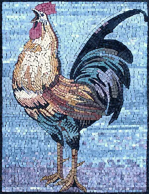 AN080 19.69 ×25.59  Rooster Handmade Marble Mosaic Mural Art • $679