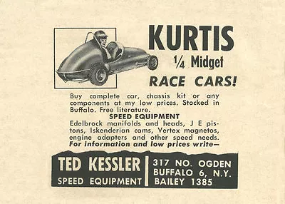 Vintage 1958 Kurtis Quarter 1/4 Midget Ad • $16.99