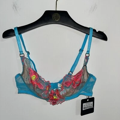 $179 • Buy New Honey Birdette Christine Turquoise Bra Size 12b/34b/34b/75b