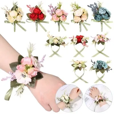 Bracelet Wrist Corsage Flower Flower Bracelet Hand Flowers Bride Wrist Flower • £3.57