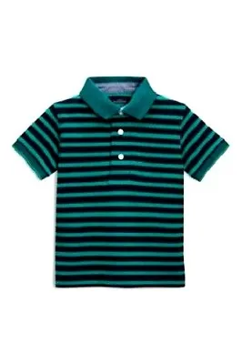 Next Baby Polo Top Short Sleeve Stripe Green And Navy Size 3-6mths • £6.99