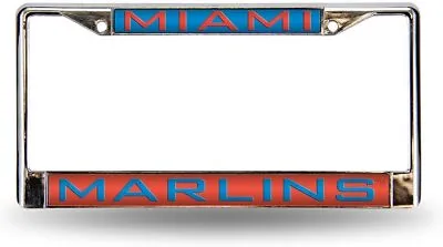 Miami Marlins Chrome Metal License Plate Frame Tag Cover Laser Acrylic... • $12.99