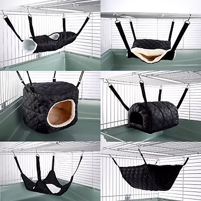 Hammock For Ferret Chinchilla Rat Rabbit Pouch Bed Toy Pet House Quilted Black • £10.19