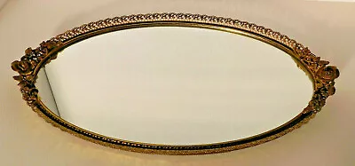 Vtg. Matson Roses Oval Ormolu Mirror Vanity Dresser Tray T179 • $42.50