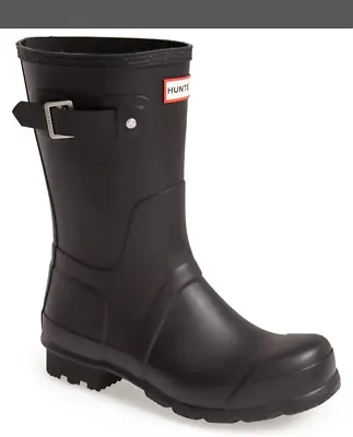 Hunter Men's Original Short Waterproof Rubber Rain Boots In Black Size 10 • $59.99