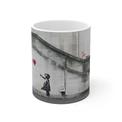 Banksy Girl With The Red Balloon Ceramic Coffee Mug 11oz • $17