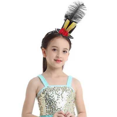 Kids Mini Top Hat Fascinator Headband Feather Top Hat For Stage Party Costume • $6.15