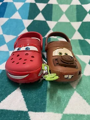 Mater And Lightning McQueen Crocs Kids Size 11 Disney Cars One Of Each Shoe • £98.97