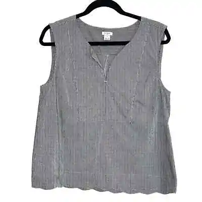 J.Crew Black White Gingham Scallop Hem Sleeveless Cotton Shirt Size 12 • $24
