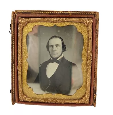 Gentleman In Chinstrap Beard & Suit Daguerreotype Sixth Plate Half Leather Case • $110.35