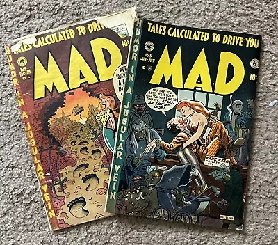 Mad Magazine EC Comics #5 1953 Midgrade Rare Low Print Run & #8 Low Grade • $450