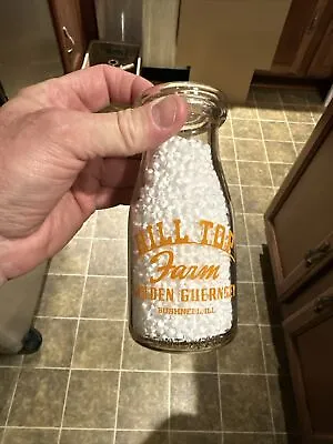 Hill Top Farm Golden Guernsey ACL Half Pint Milk Bottle Bushnell Illinois IL • $19.99