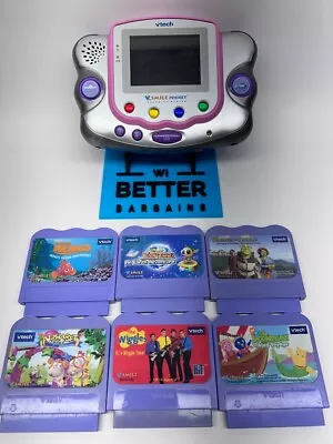 Vtech VSMILE Pocket Learning System + 6 Games Lot Tested And Works Great! • $48.76