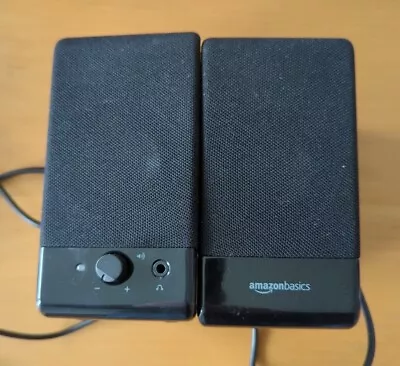 Amazon Basics Computer Speakers For Desktop Or Laptop PC USB Powered 3.5mm Black • £12