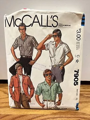 Vintage McCalls Sewing Pattern 7905 Men's Button Shirts Sz 42 80's Styles • $2.99