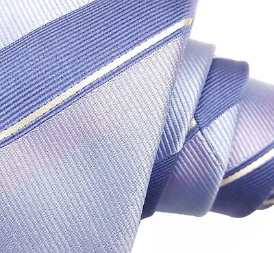 Pal Zileri Repp Striped Sky Blue Tie 3.5  Silk 61L • $29