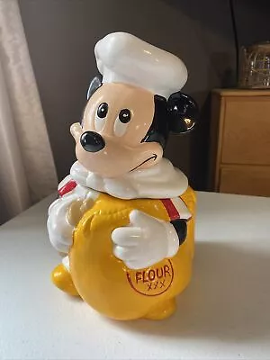 Vintage Walt Disney Mickey Mouse Flour Canister Chefs Baking Cookie Jar Hoan Ltd • $14.88