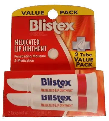 Blistex Medicated Lip Ointment 2 Tube Value Pack Penetrating Moisture Medication • $10.45