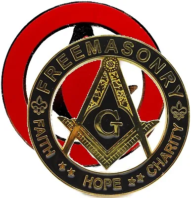 Masonic Master Mason 3  Inch Cut Out Car Auto Emblem  BLACK // GOLD • $14.99