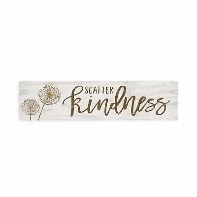 Scatter Kindness Dandelion Whitewash 6 X 1.5 Mini Pine Wood   Sign Plaque • $7.99